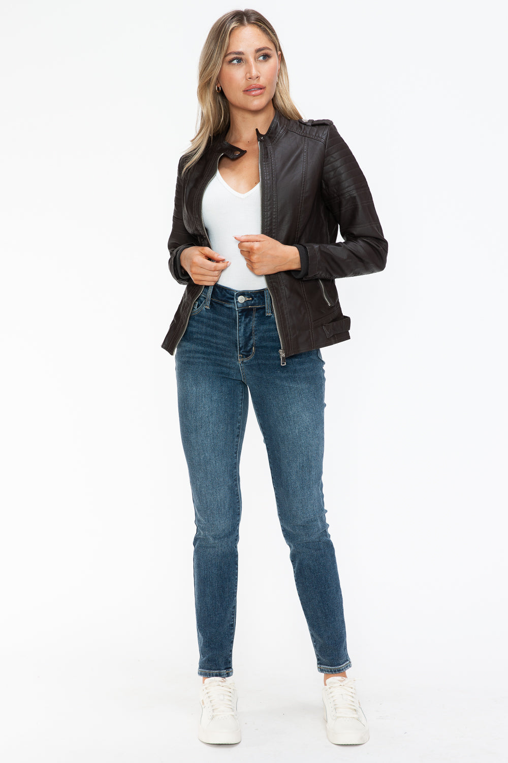 Snobbish PU Leather Biker Jacket with Side Zip Pockets 15471 | Gulf Resellers