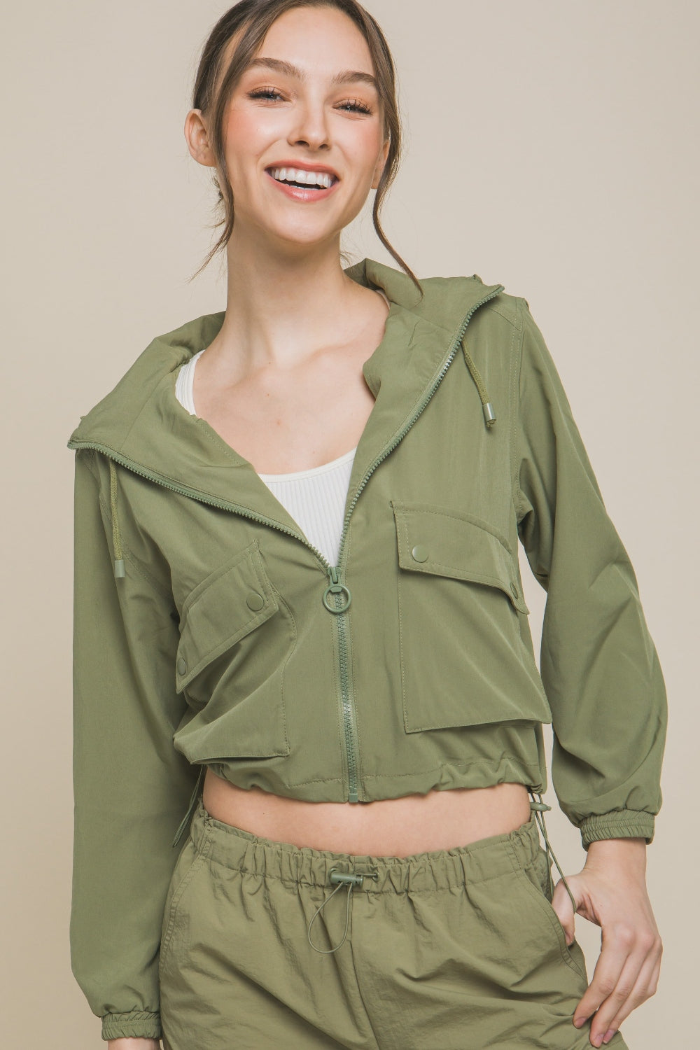 Love Tree Drawstring Hem Hooded Zip-Up Jacket 13385 | Gulf Resellers