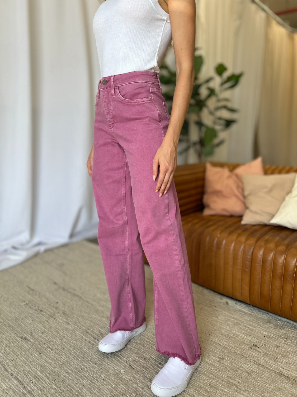 RFM Full Size High Rise Garment Dye Wide Leg Jeans 11151 | Gulf Resellers