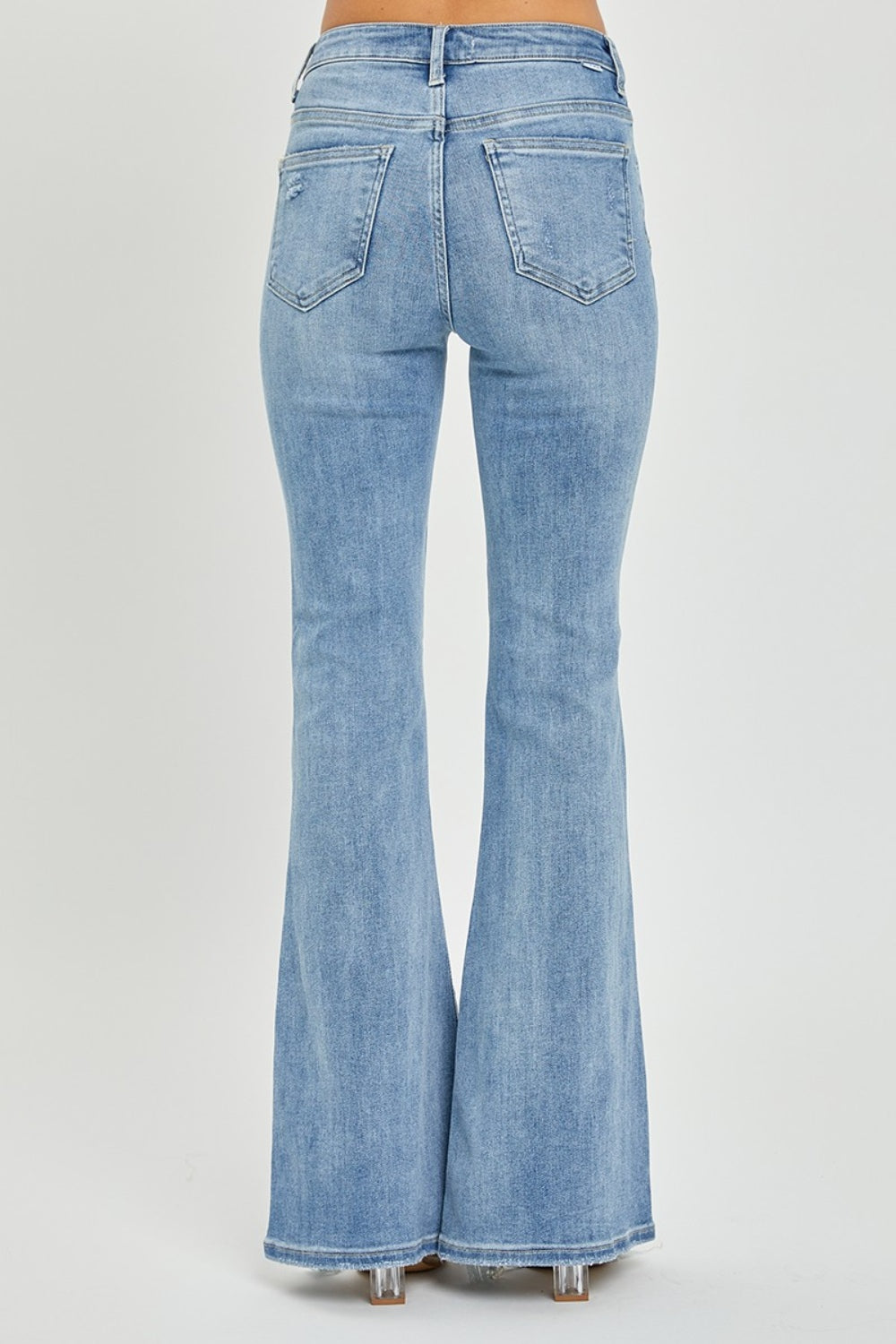 Risen Full Size High Rise Frayed Hem Flare Jeans 10655 | Gulf Resellers