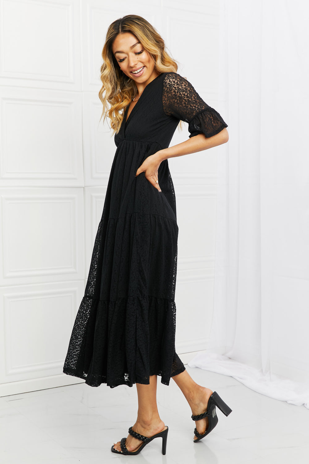 P & Rose Lovely Lace Full Size Tiered Dress | Gulf Resellers