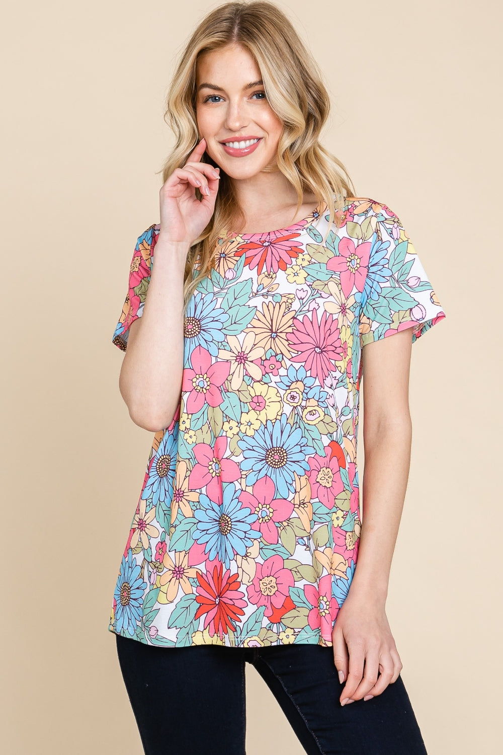BOMBOM Floral Short Sleeve T-Shirt 6937 | Gulf Resellers