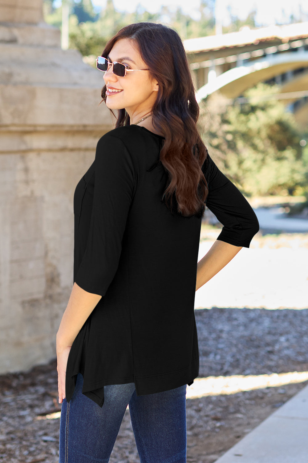 Basic Bae Full Size Round Neck Pocketed T-Shirt | Gulf Resellers