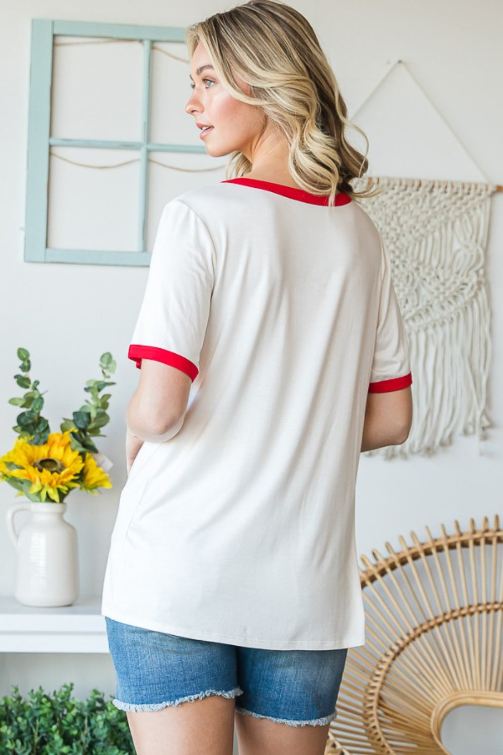 Heimish Full Size USA Contrast Trim Short Sleeve T-Shirt 6864 | Gulf Resellers