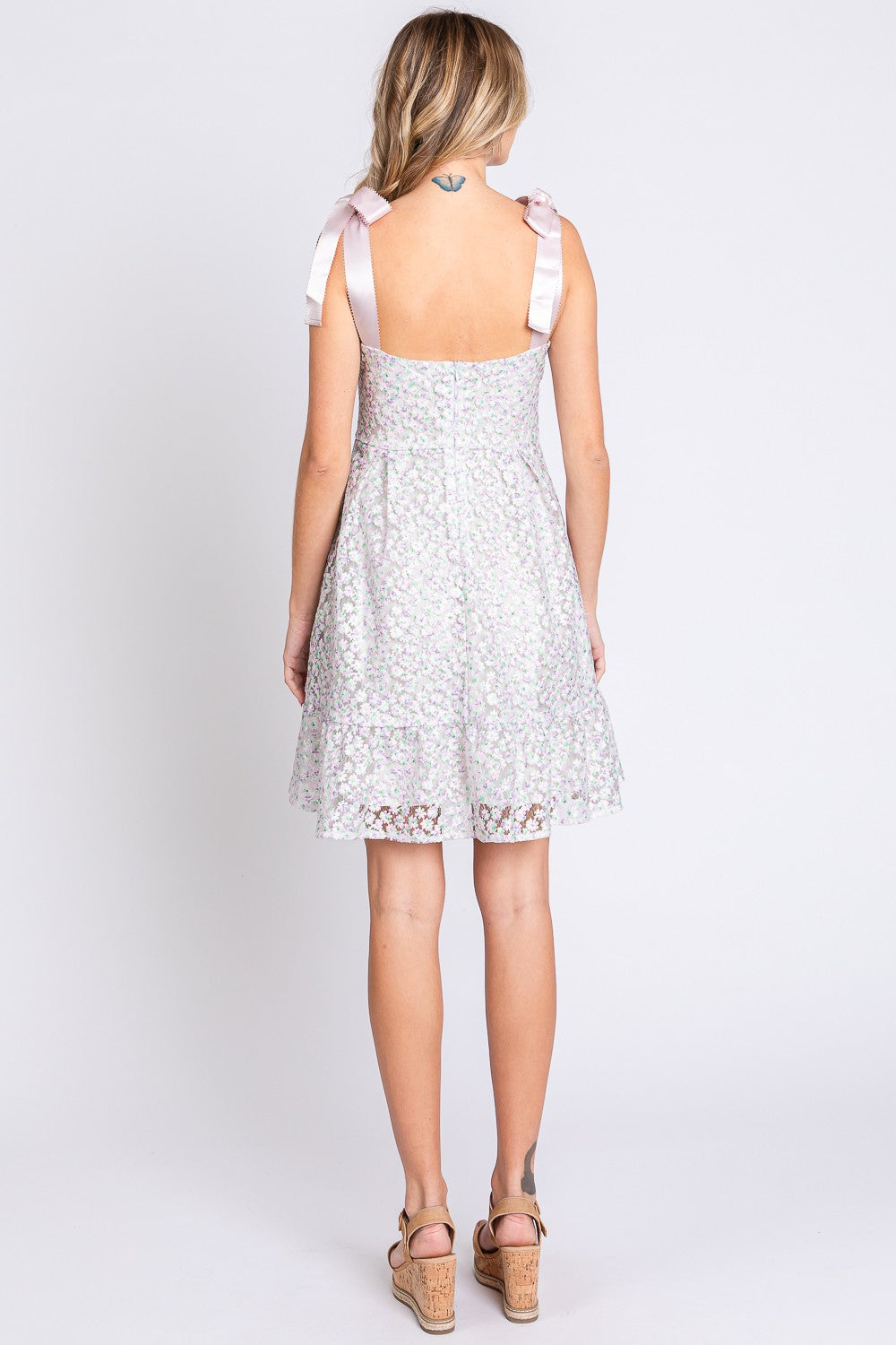 GeeGee Mesh Floral Embroidered Sleeveless Dress 6509 | Gulf Resellers
