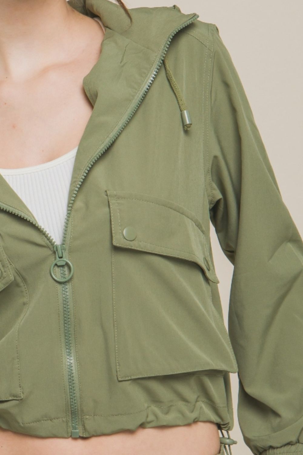 Love Tree Drawstring Hem Hooded Zip-Up Jacket 13387 | Gulf Resellers