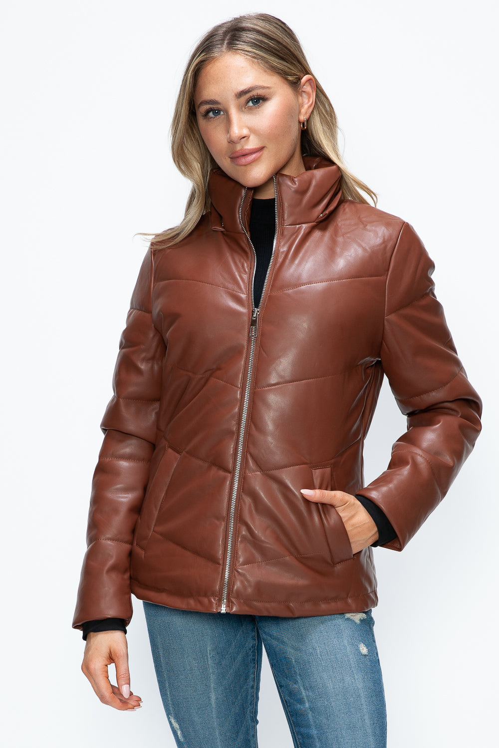 How Dare U Pocketed Zip Up Puffer Jacket with Removable Hood 16128 | Gulf Resellers