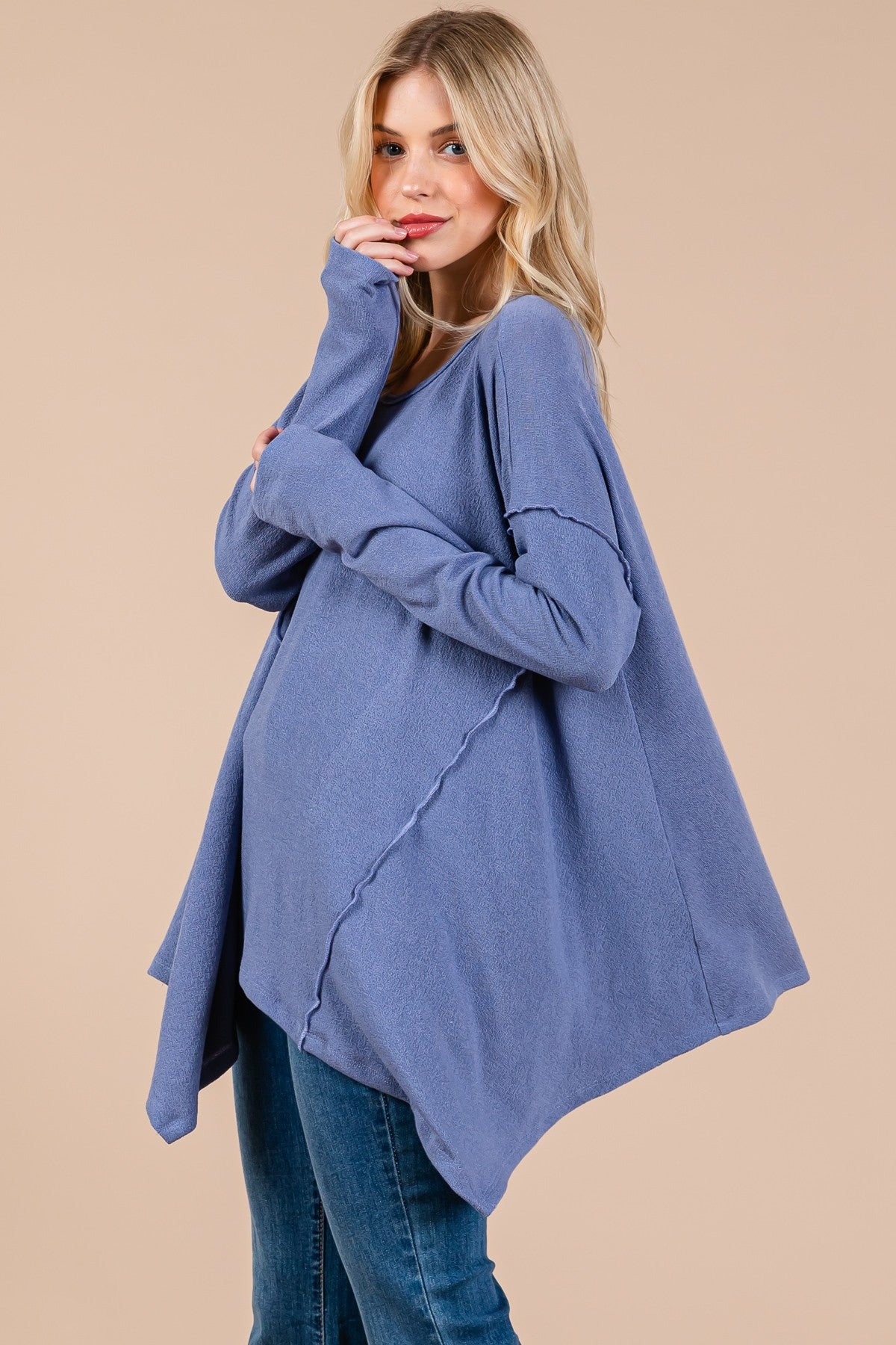 Ces Femme Asymmetrical Long Sleeve top 18574 | Gulf Resellers