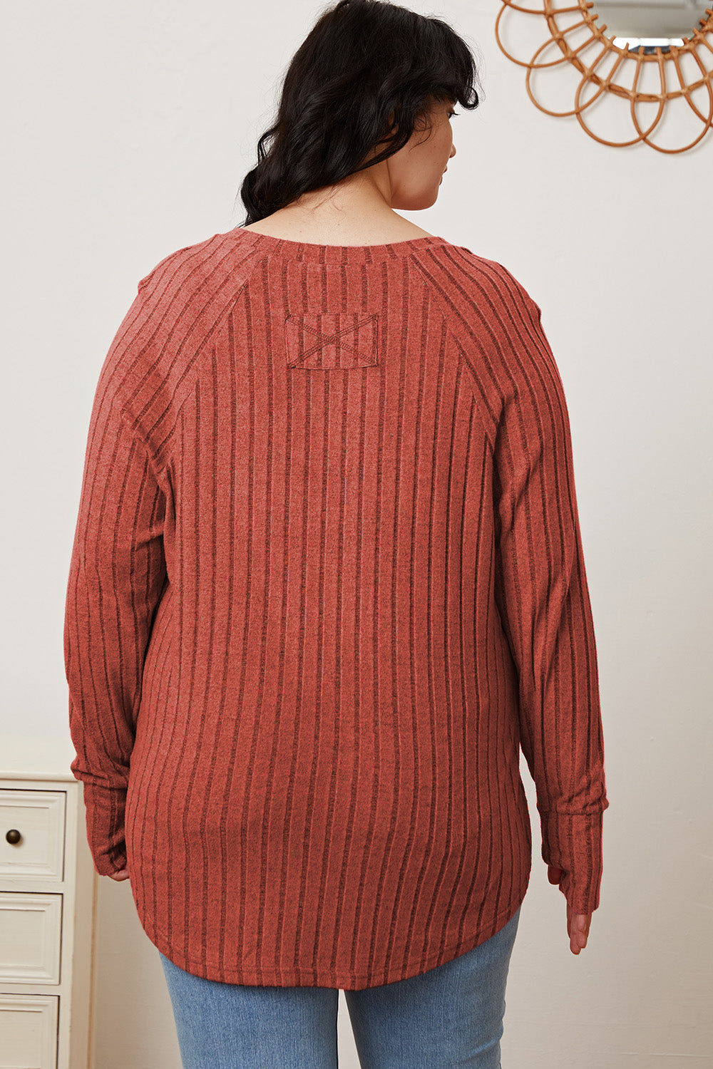 Basic Bae Full Size Ribbed Thumbhole Sleeve T-Shirt | Gulf Resellers