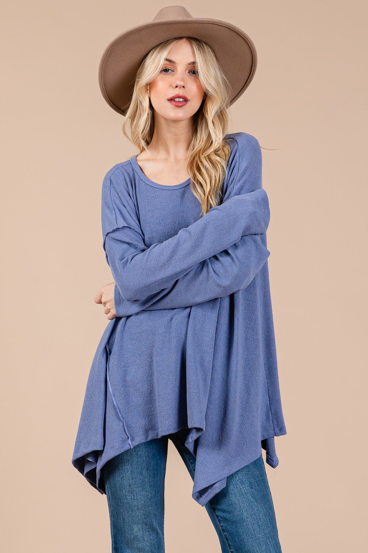 Ces Femme Asymmetrical Long Sleeve top 18573 | Gulf Resellers
