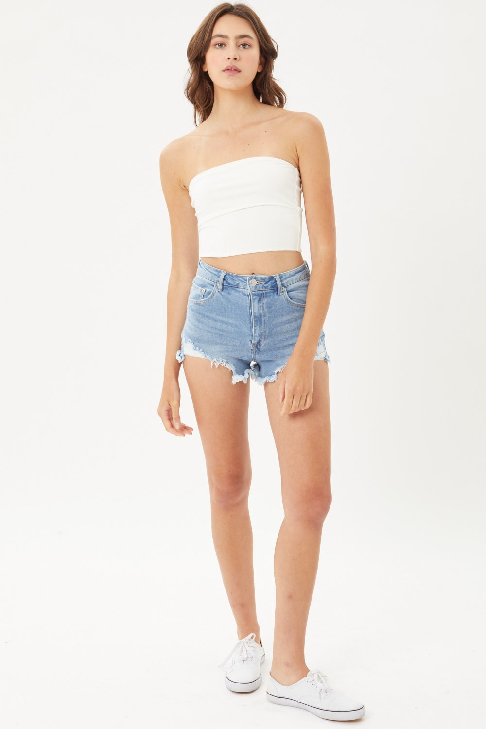 Love Tree Raw Hem Cat's Whisker Denim Shorts | Gulf Resellers