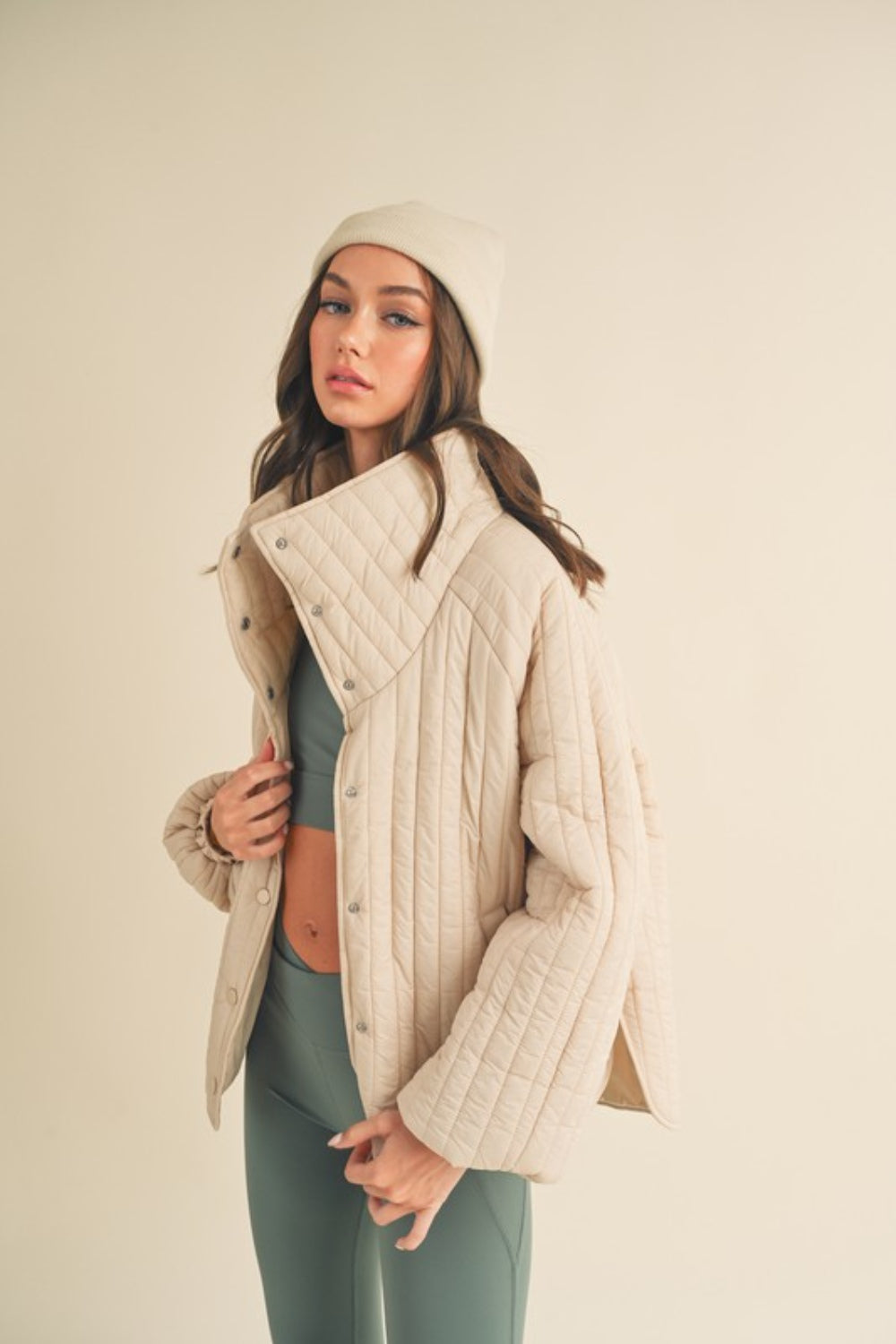 Kimberly C Classic Silhouette Quilted Snap Down Jacket 12614 | Gulf Resellers