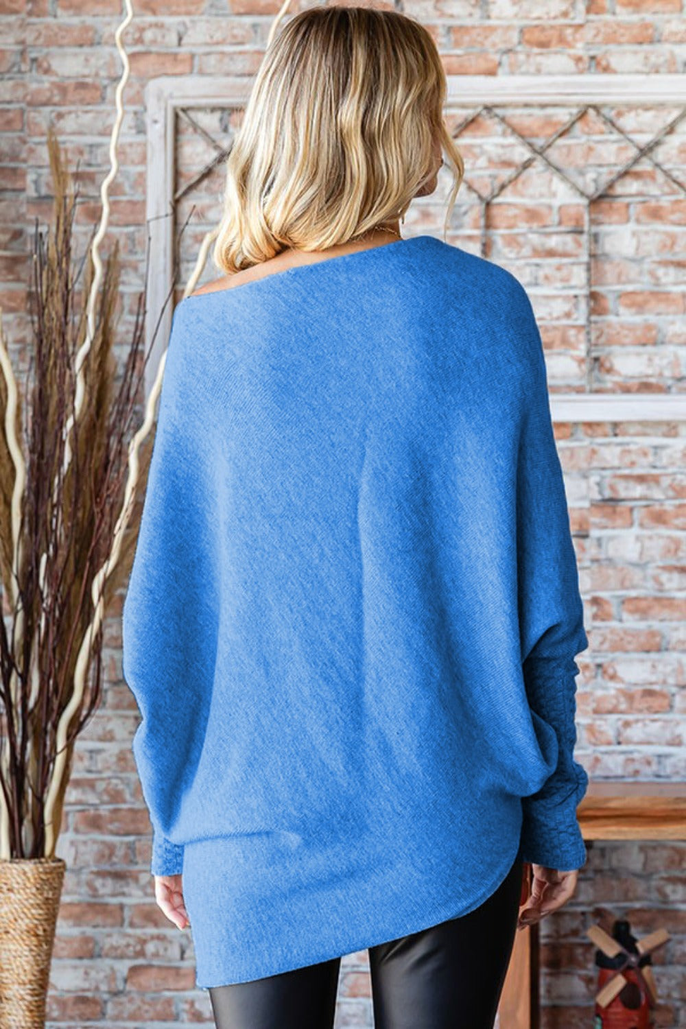 First Love Full Size Asymmetrical Hem Dolman Sleeve Sweater 10264 | Gulf Resellers