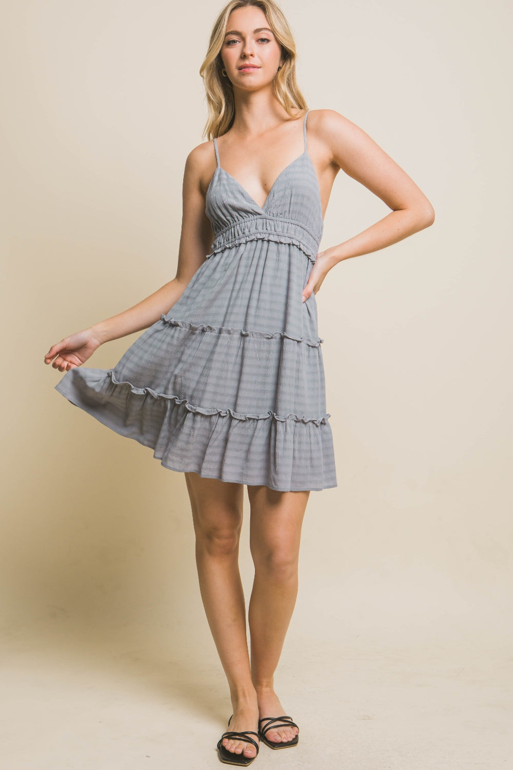 Love Tree Frill V-Neck Cami Dress 5229 | Gulf Resellers