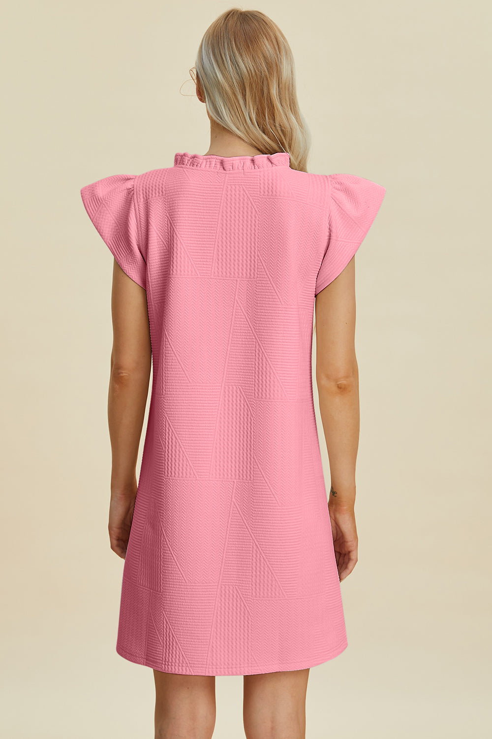 Double Take Full Size Ruffled V-Neck Cap Sleeve Dress 15097 | Gulf Resellers