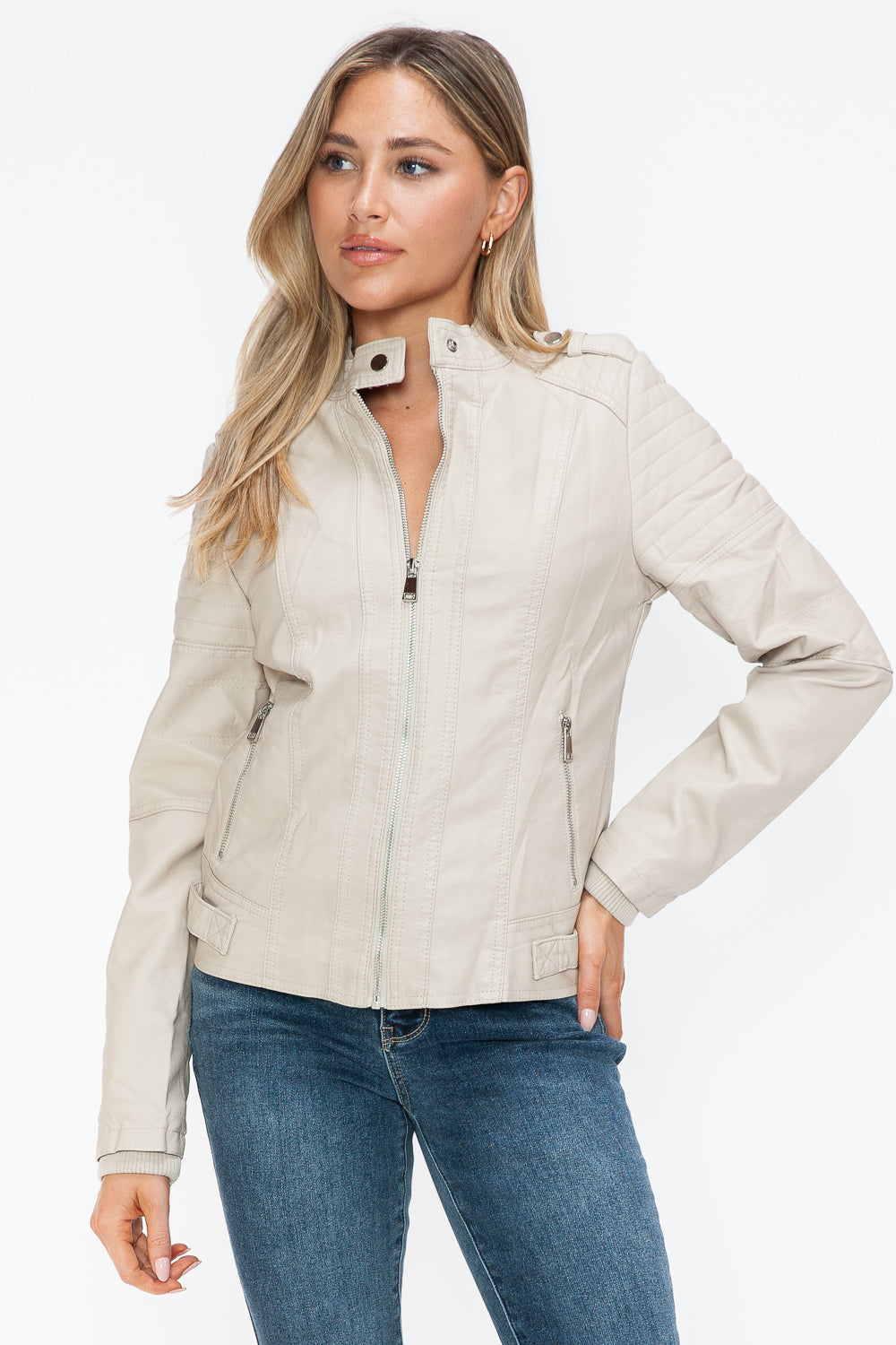 Snobbish PU Leather Biker Jacket with Side Zip Pockets 15624 | Gulf Resellers