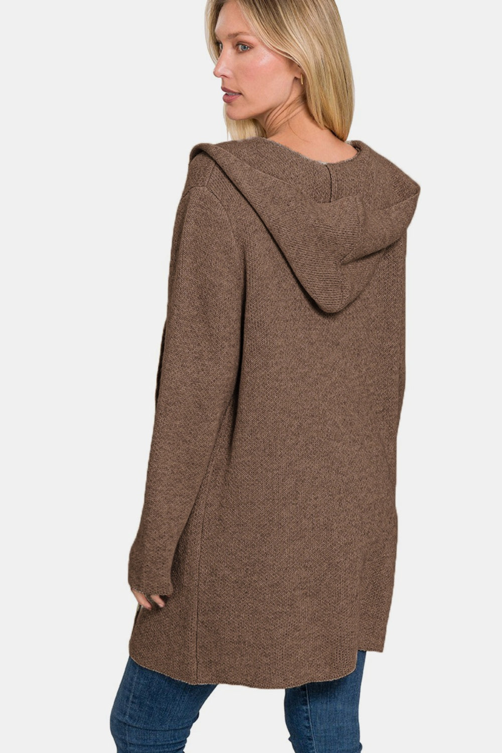 Zenana Hooded Open Front Sweater Cardigan 10355 | Gulf Resellers