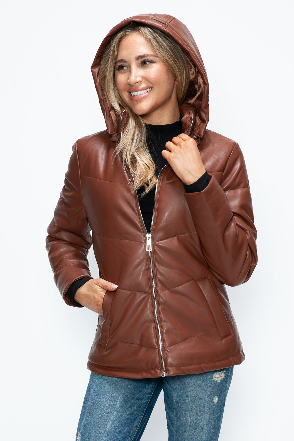 How Dare U Pocketed Zip Up Puffer Jacket with Removable Hood 16127 | Gulf Resellers