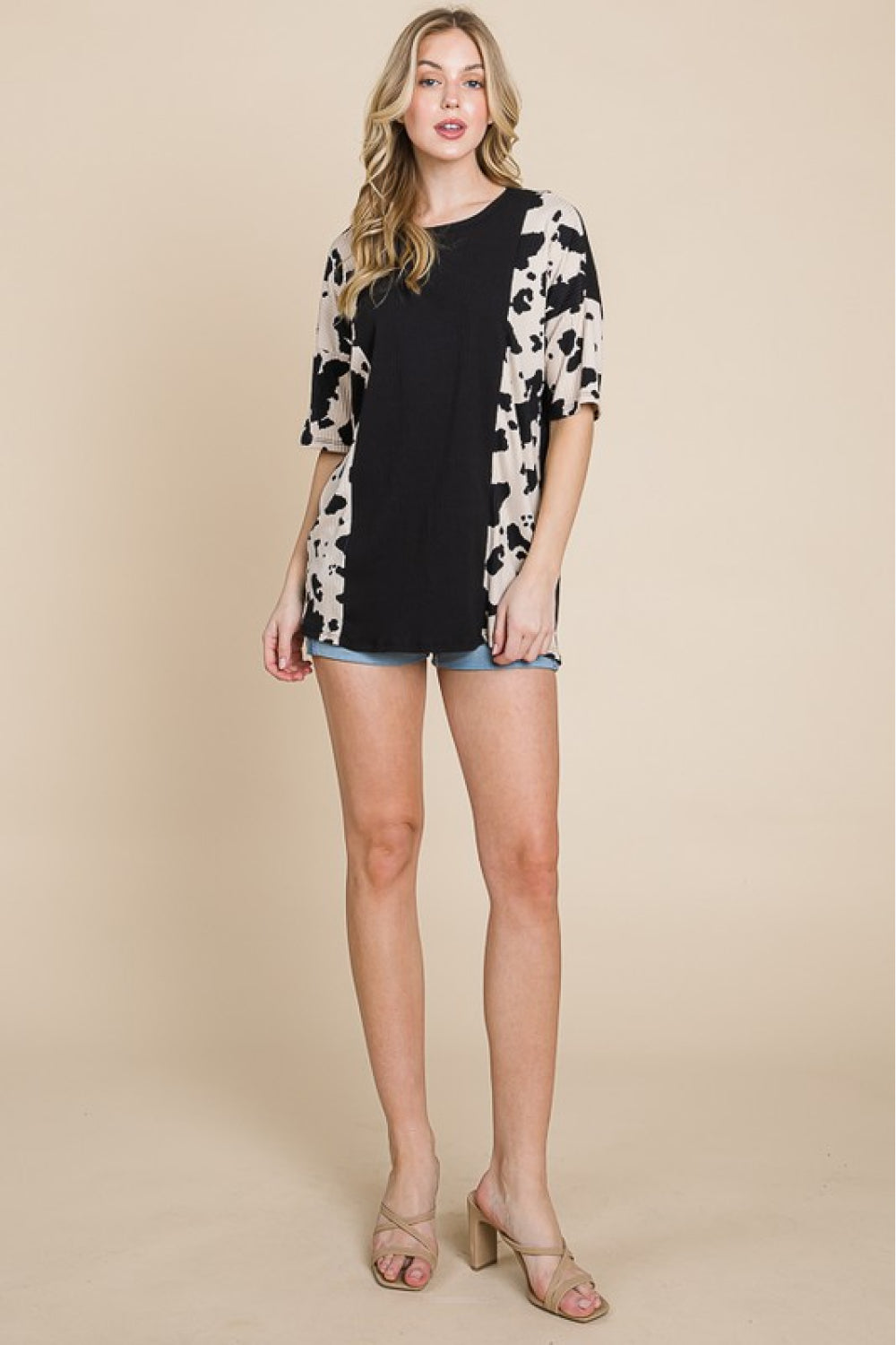 BOMBOM Rodeo Love Ribbed Animal Contrast Tee | Gulf Resellers