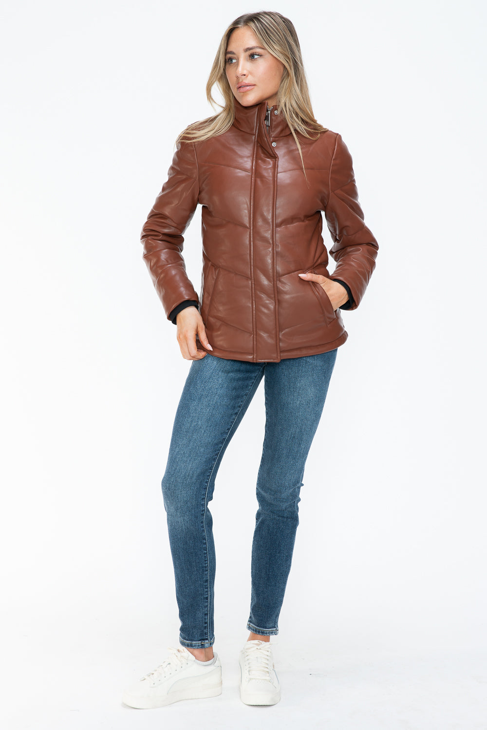 Snobbish Pocketed Zip Up Turtleneck Puffer Jacket 15128 | Gulf Resellers