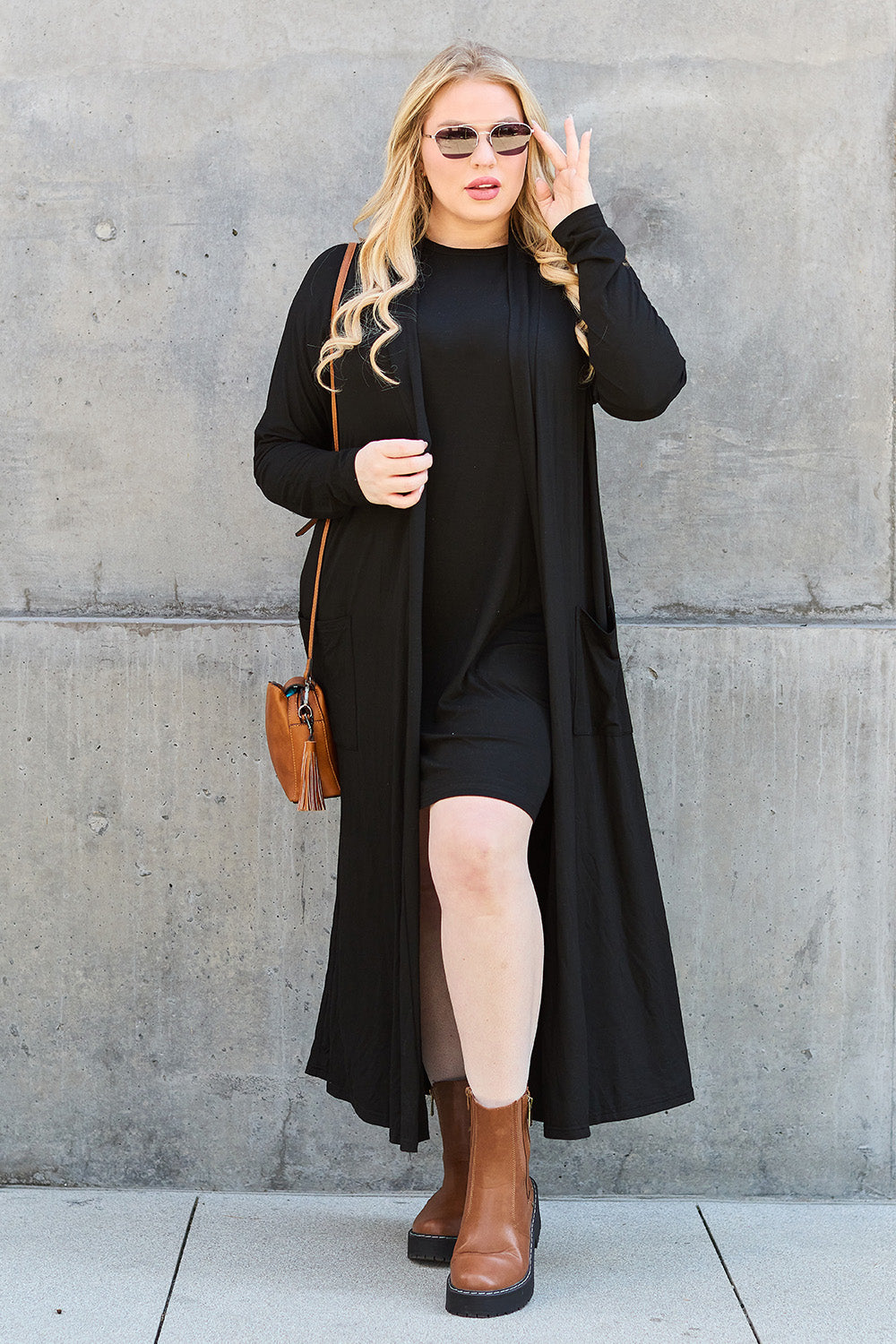 Basic Bae Full Size Open Front Long Sleeve Cover Up 12483 | Gulf Resellers