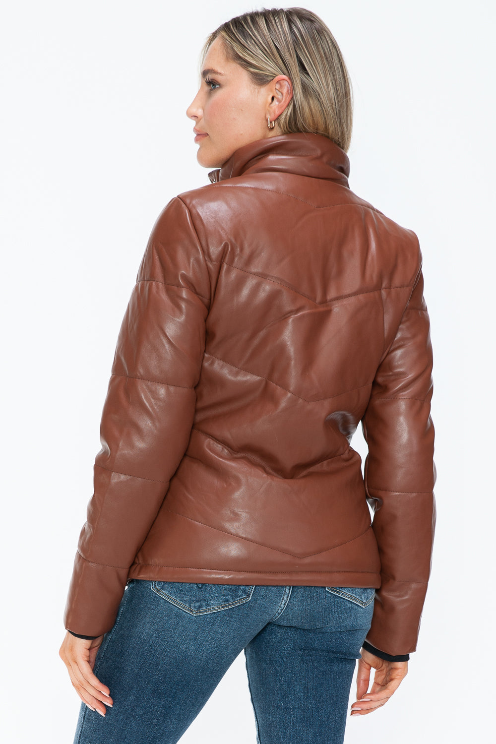 Snobbish Pocketed Zip Up Turtleneck Puffer Jacket 15116 | Gulf Resellers