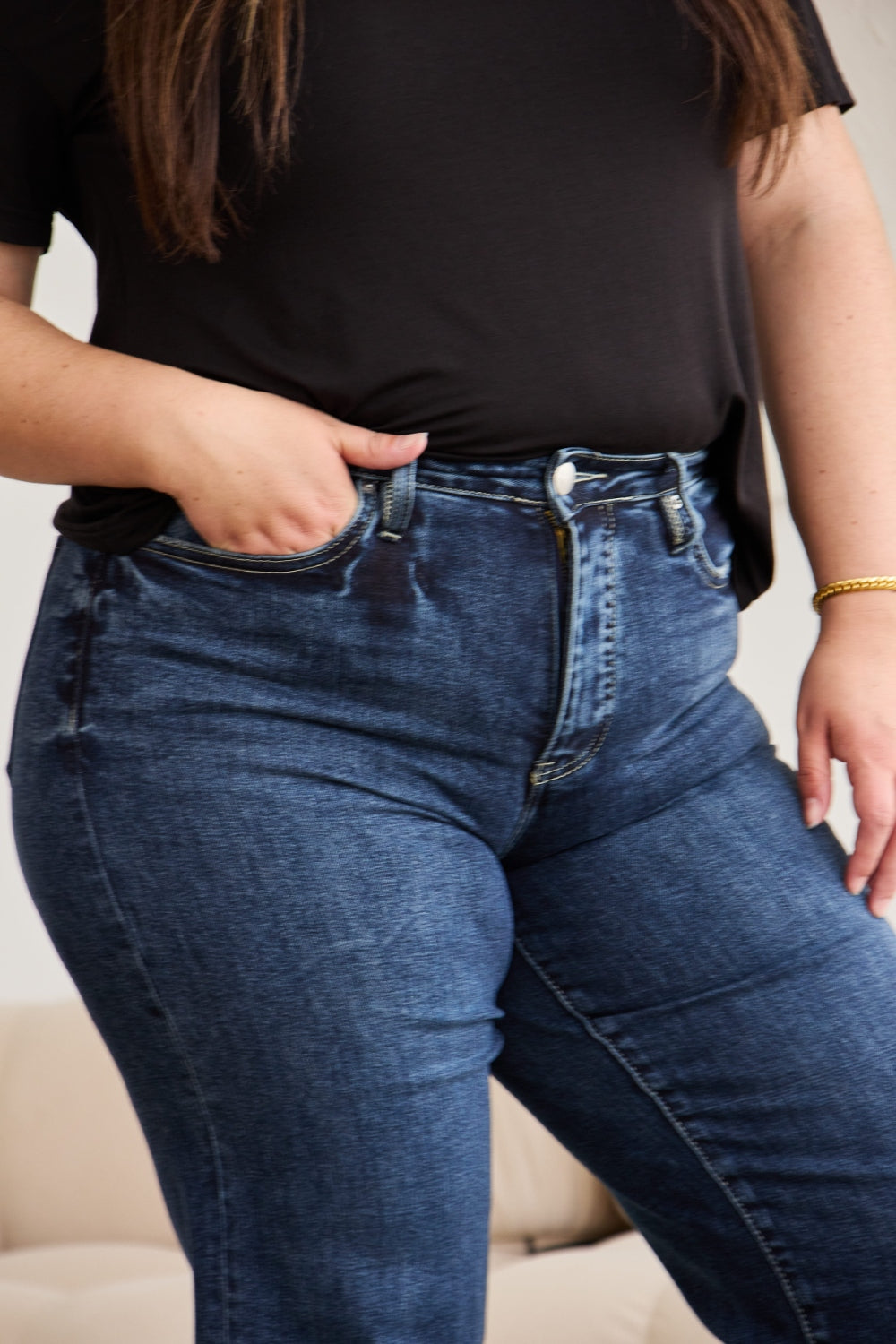 RFM Full Size Tummy Control High Waist Raw Hem Jeans 5006 | Gulf Resellers