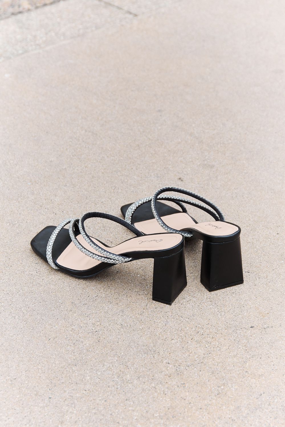 Qupid Level Up Rhinestone Strap Heels | Gulf Resellers