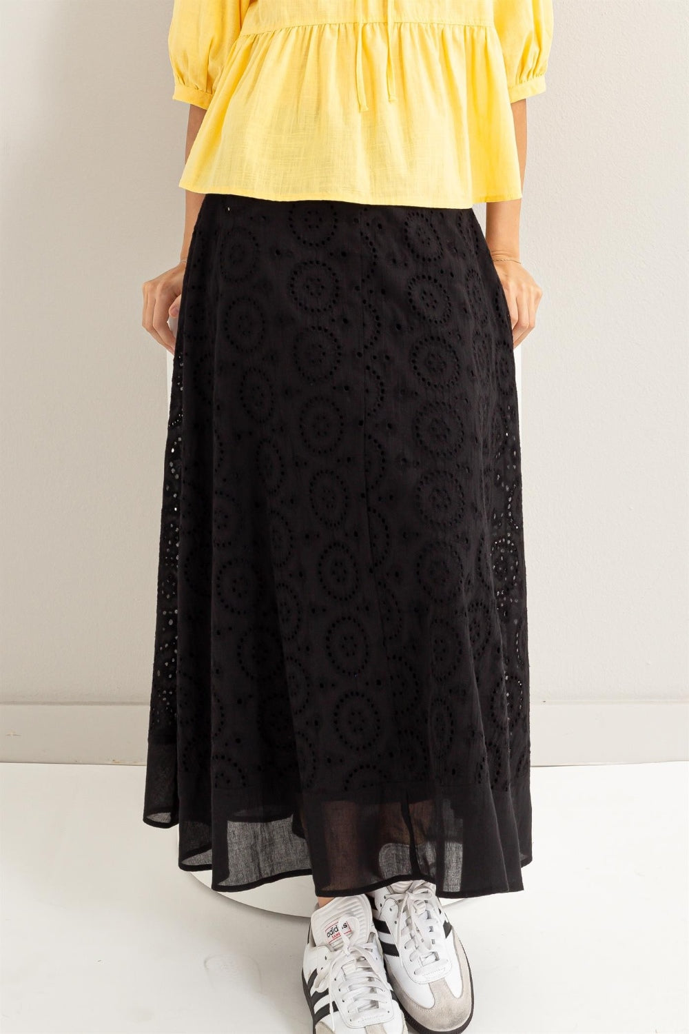 HYFVE Eyelet High-Waist Midi Skirt 14556 | Gulf Resellers