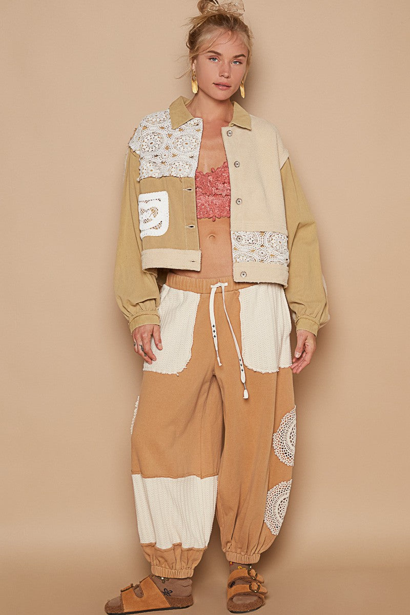 POL Crochet Patch Exposed Seam Button Up Jacket 13130 | Gulf Resellers
