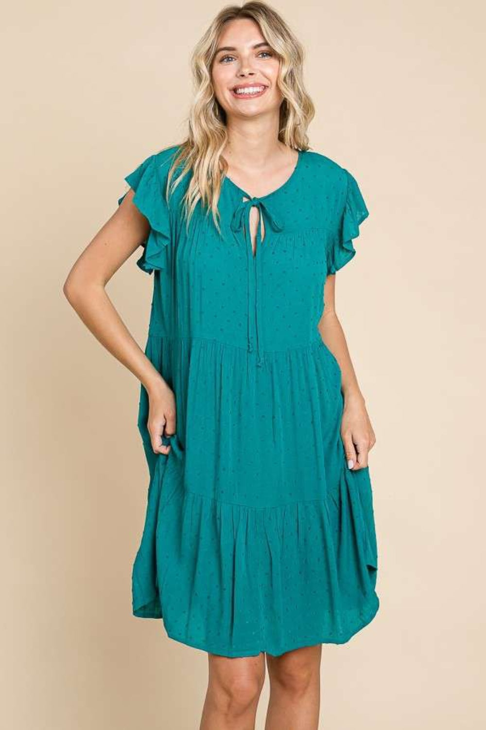 Culture Code Ruffle Cap Sleeve Tiered Dress 6528 | Gulf Resellers