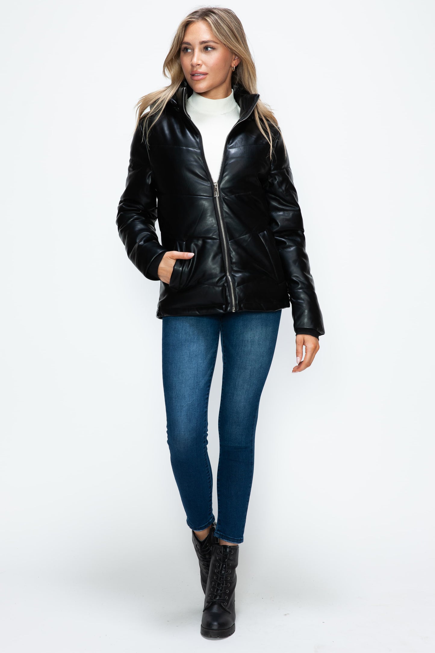 How Dare U Pocketed Zip Up Puffer Jacket with Removable Hood 15694 | Gulf Resellers