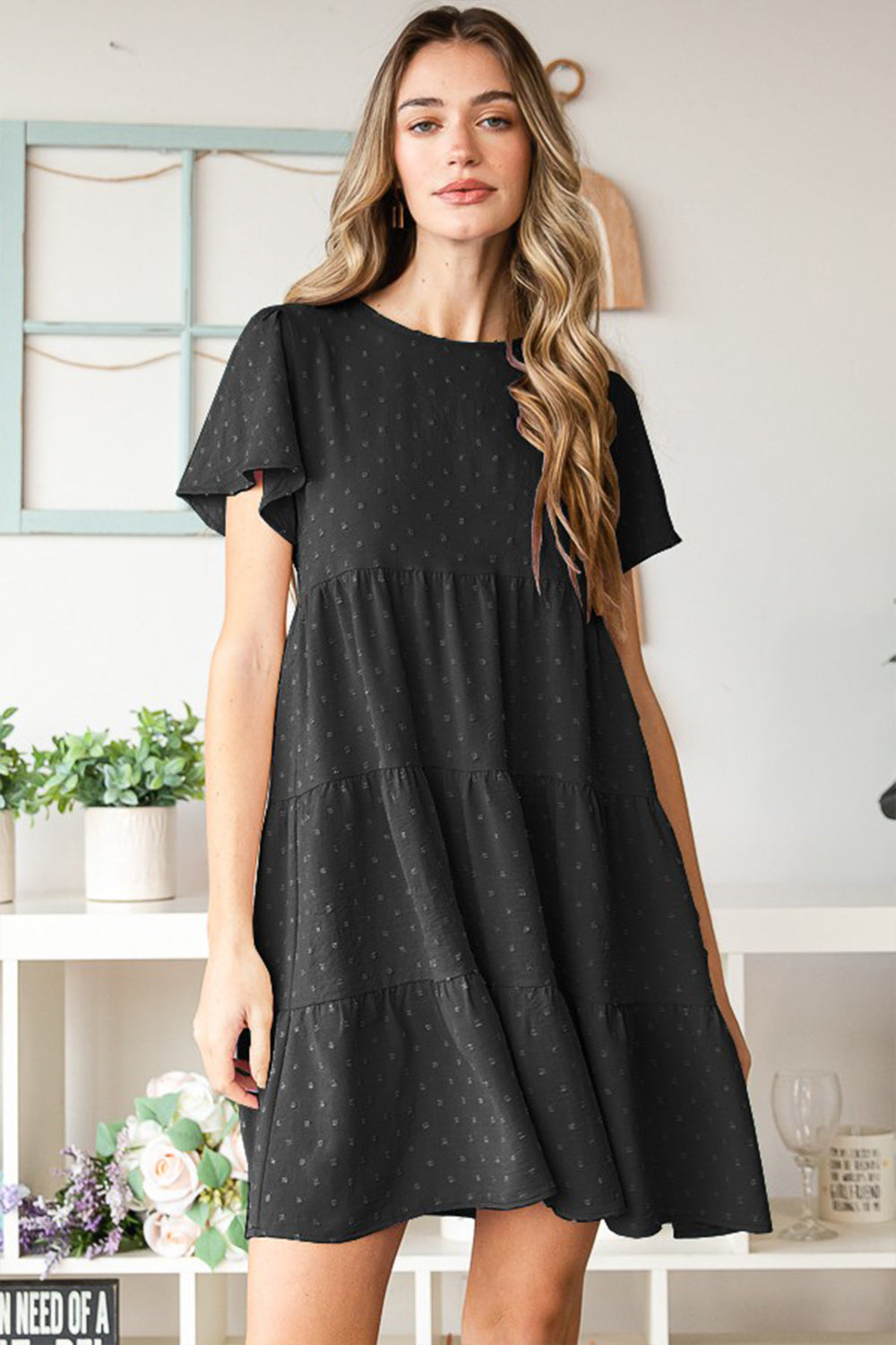 Heimish Swiss Dot Short Sleeve Tiered Dress 6345 | Gulf Resellers