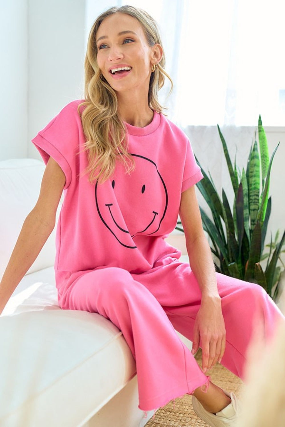 First Love Smile Face Drop Shoulder Brushed Inside T-Shirt 7830 | Gulf Resellers
