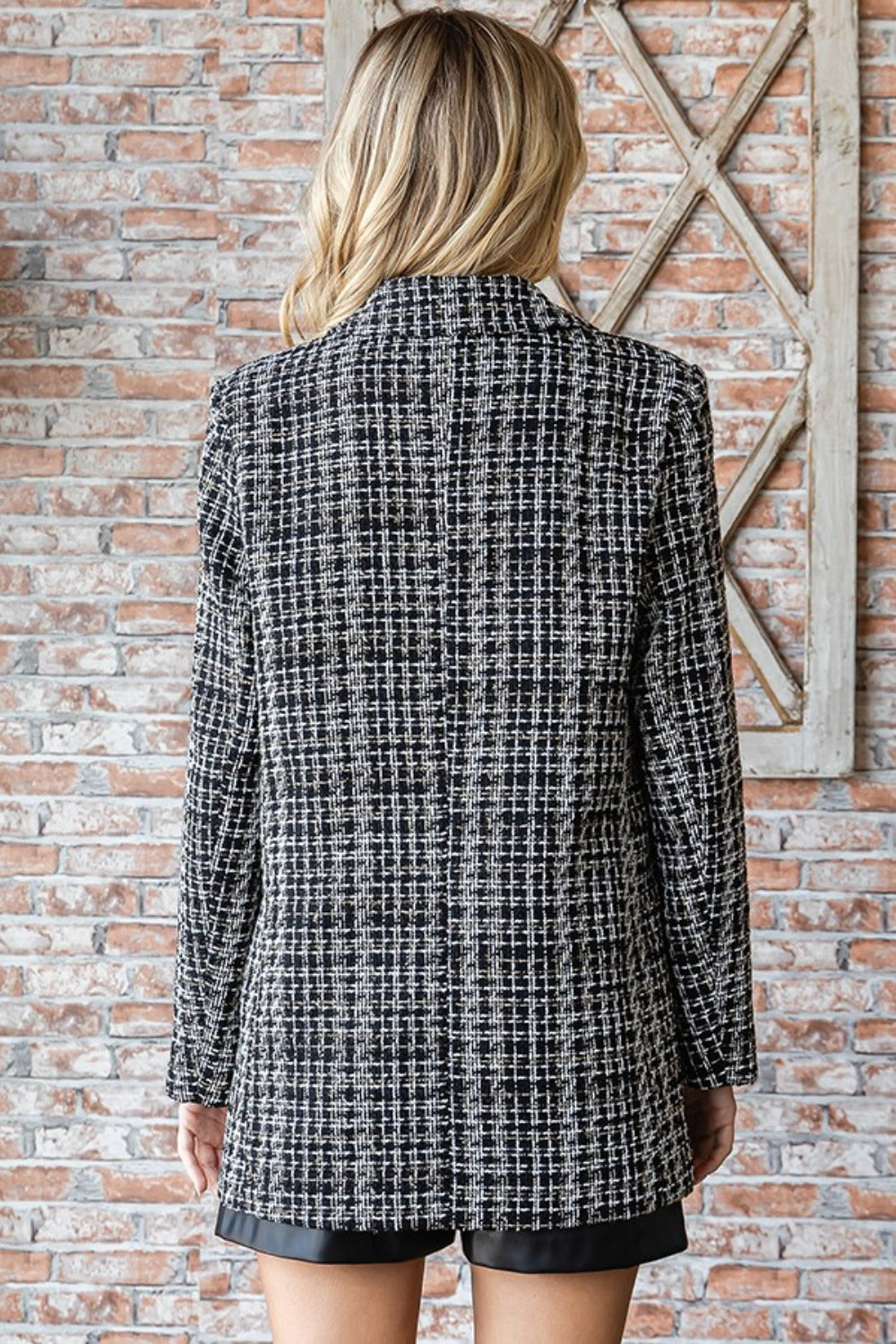 First Love Full Size Lurex Mixed Tweed One Button Blazer 13008 | Gulf Resellers