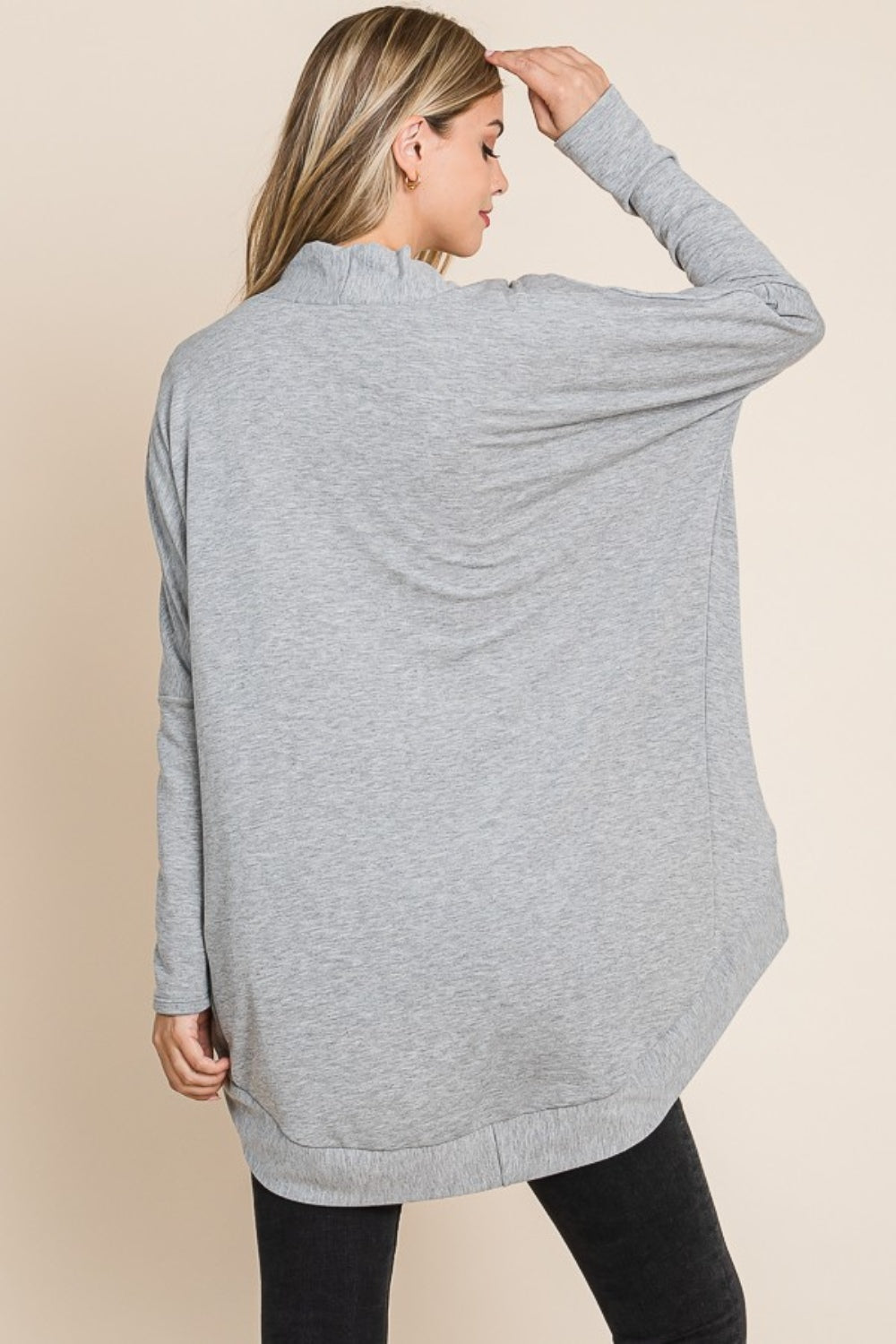 BOMBOM Open Front Long Sleeve Cocoon Cardigan 13402 | Gulf Resellers