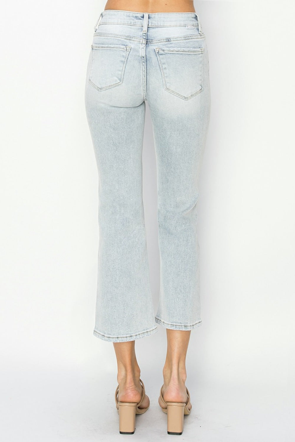 RISEN Full Size Mid Rise Cropped Flare Jeans 11074 | Gulf Resellers