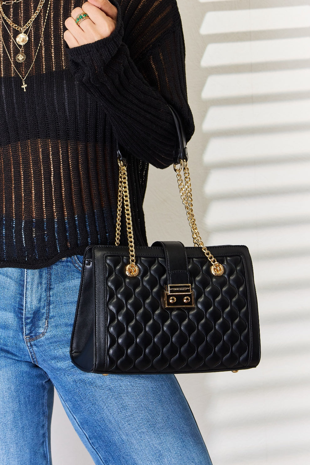 David Jones Quilted PU Leather Handbag 4666 | Gulf Resellers