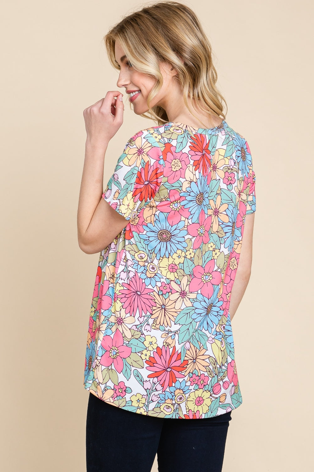 BOMBOM Floral Short Sleeve T-Shirt 6938 | Gulf Resellers