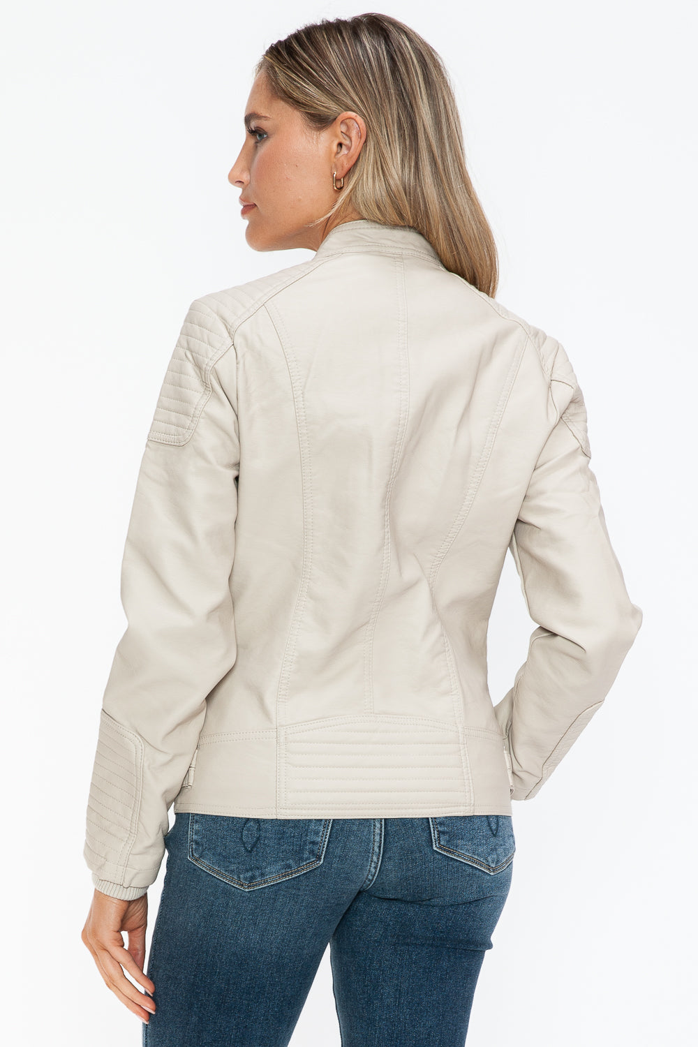 Snobbish Faux Leather Biker Jacket with Side Zip Pockets 15482 | Gulf Resellers