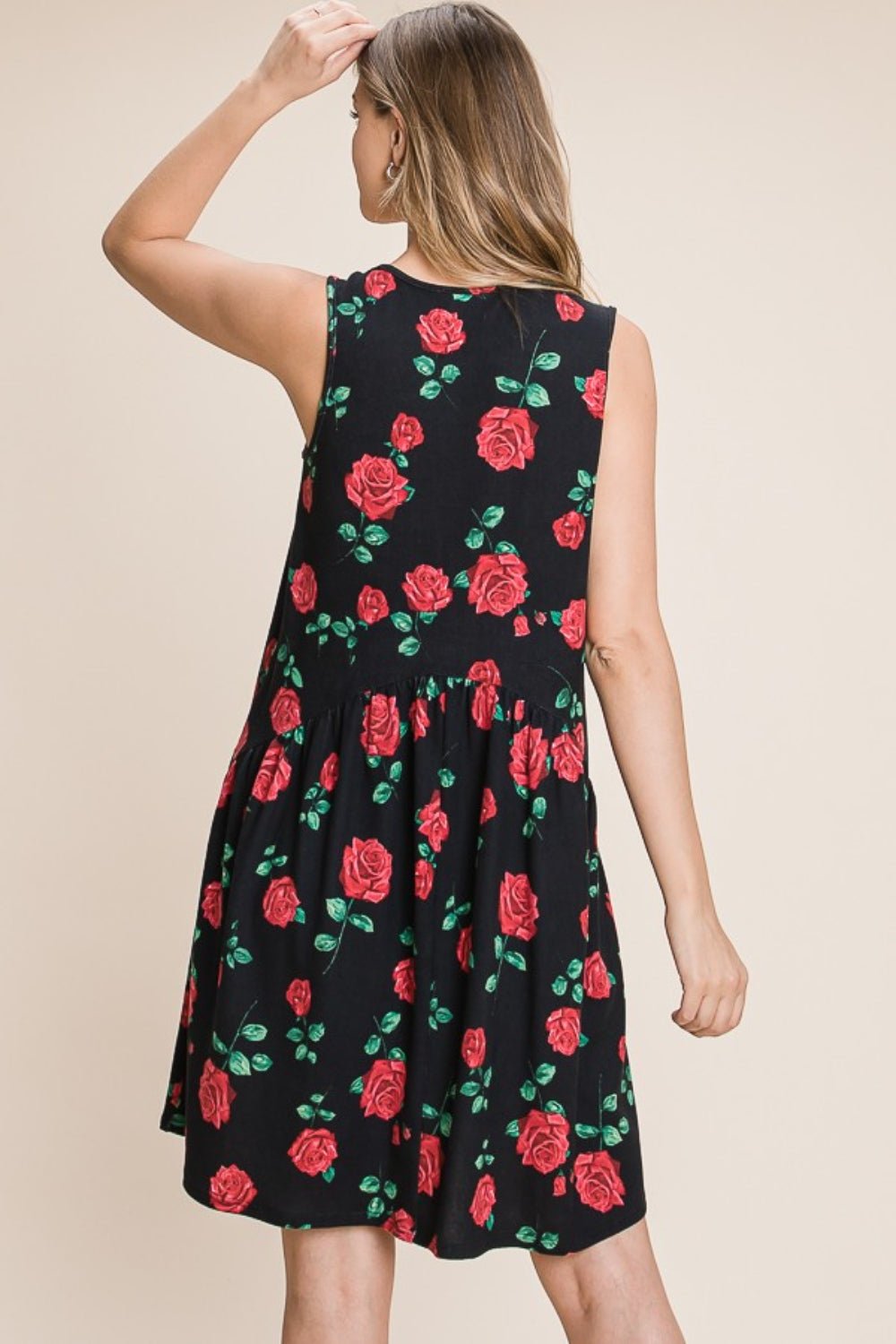 BOMBOM Floral Ruched Tank Dress 5129 | Gulf Resellers