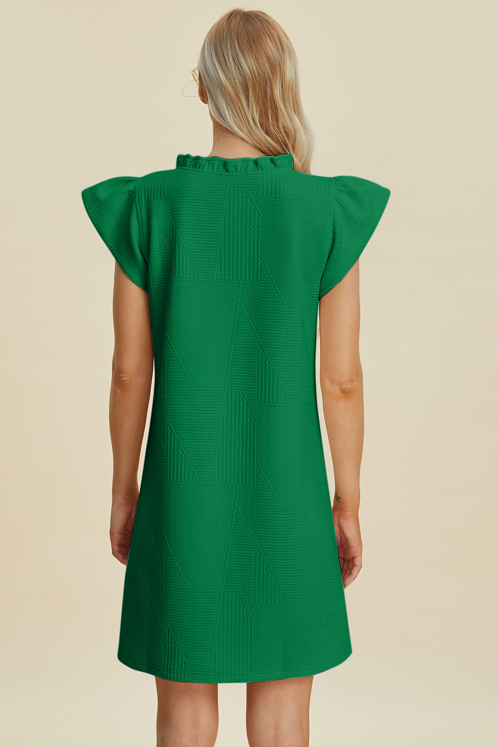 Double Take Full Size Ruffled V-Neck Cap Sleeve Dress 15076 | Gulf Resellers