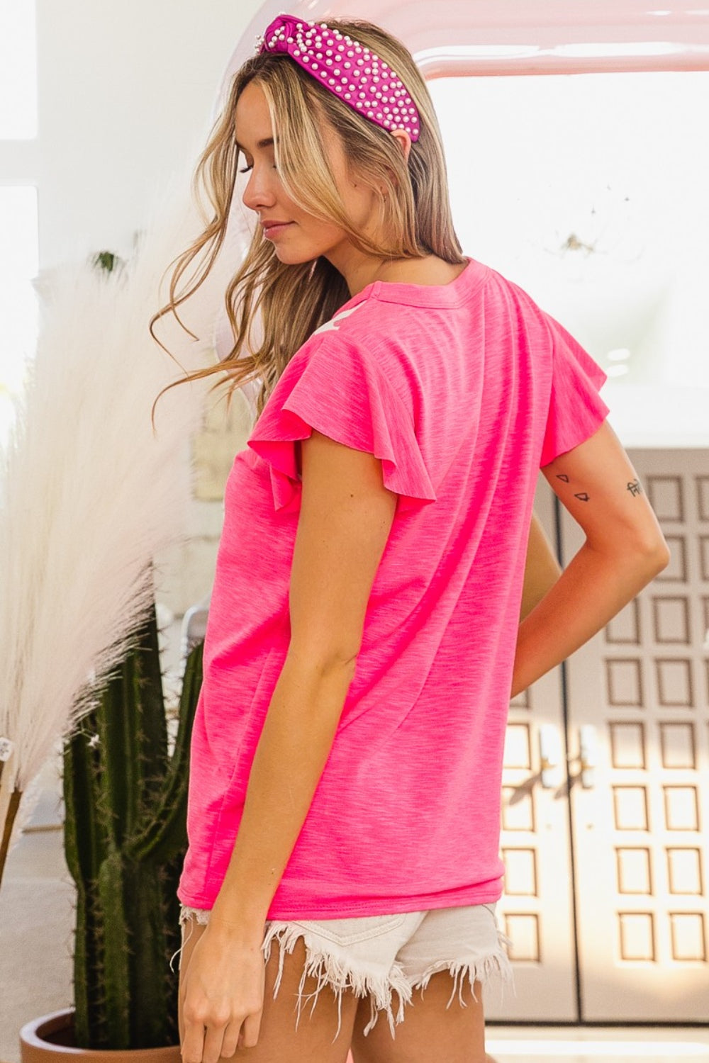 BiBi Leopard Contrast Round Neck T-Shirt 6825 | Gulf Resellers