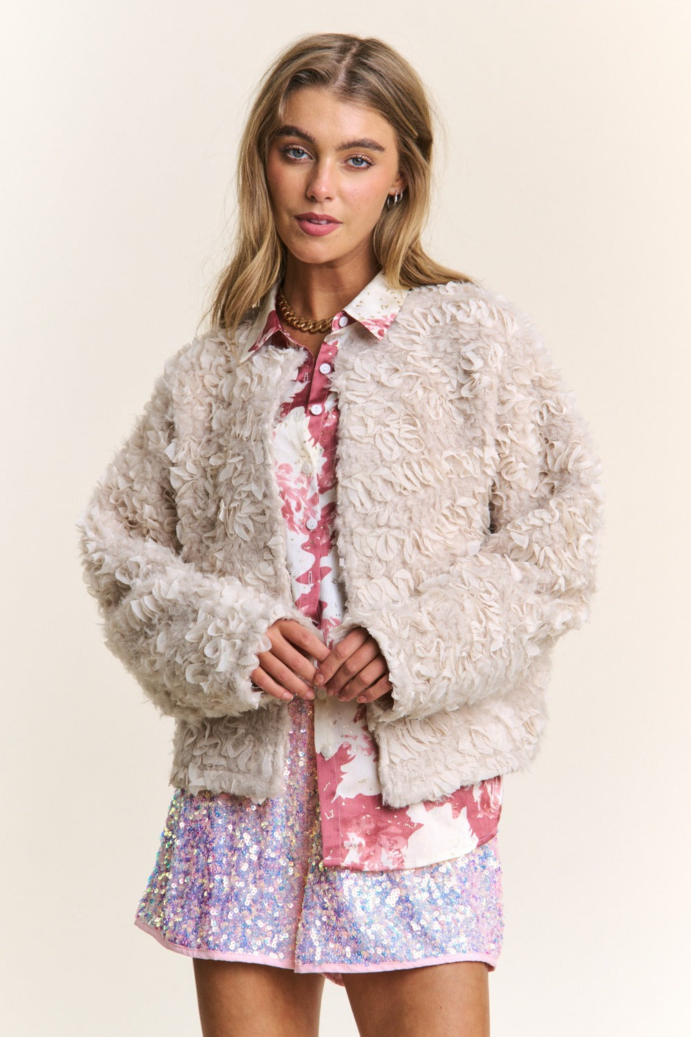 J.NNA Mixed Fabric Chic Jacket 12843 | Gulf Resellers