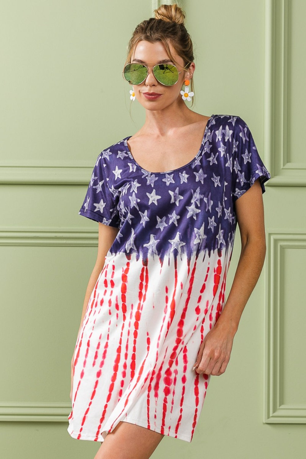 BiBi American Flag Theme Tee Dress 6065 | Gulf Resellers