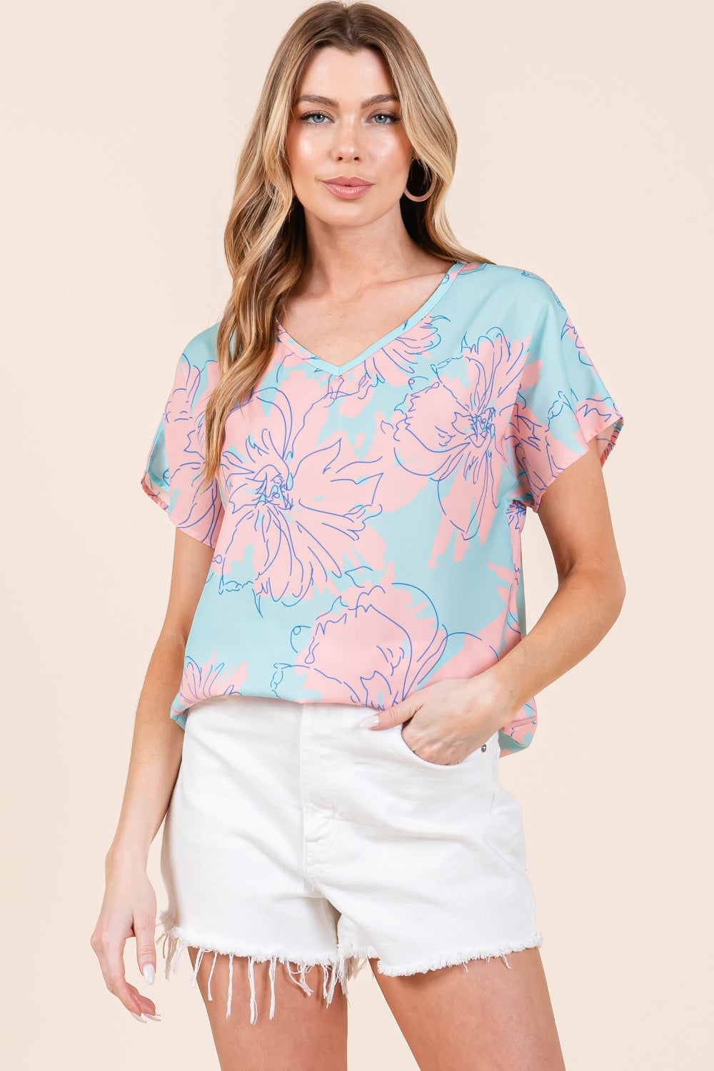 BOMBOM Floral Short Sleeve T-Shirt 7256 | Gulf Resellers