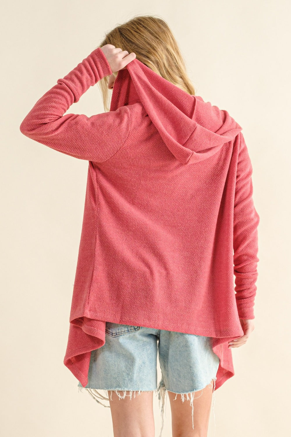 And The Why Full Size Thermal Hooded Open Front Cardigan with Pockets 12617 | Gulf Resellers