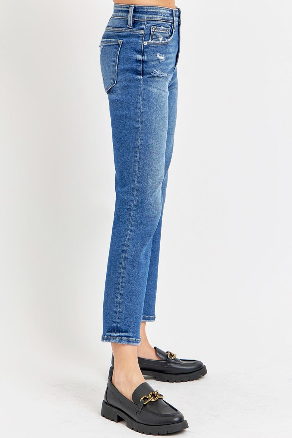 RISEN Full Size Tummy Control High Rise Crop Bootcut Jeans 10856 | Gulf Resellers