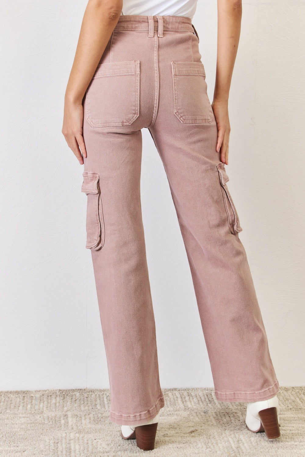 RISEN Full Size High Rise Cargo Wide Leg Jeans | Gulf Resellers