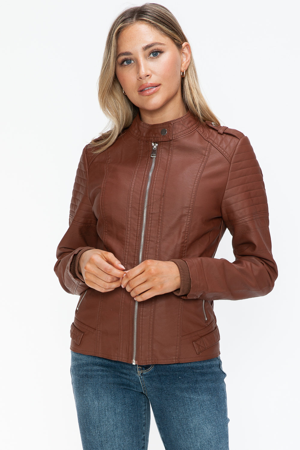 Snobbish PU Leather Biker Jacket with Side Zip Pockets 15202 | Gulf Resellers